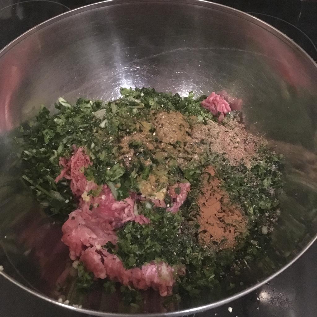 Kofta in the bowl ready to be mixed